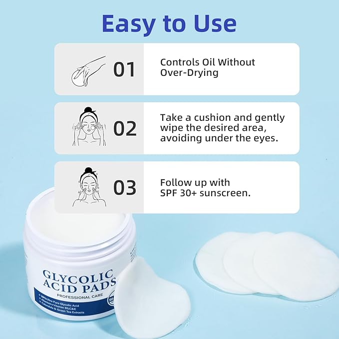 Glycolic Acid 20% Resurfacing Pads for Face and Body – Exfoliating Peel Pads with Vitamins B5, C, E, Green Tea, Calendula, Allantoin – Reduces Fine Lines and Wrinkles – 50 Count