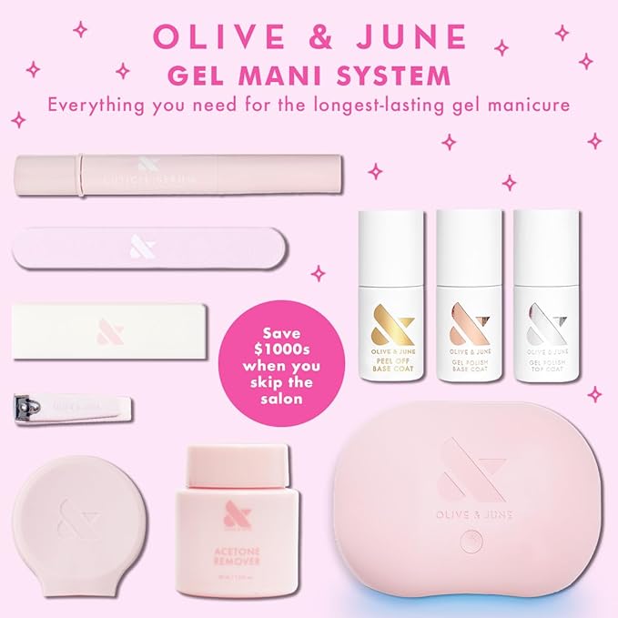 Olive & June Gel Polish | UV LED Nail Lamp Needed | Long Lasting Formula | Up to 21 Days of Wear | Damage-Free Removal | Salon-Quality Manicure, Pedicure at Home | Atlas | Pearly White