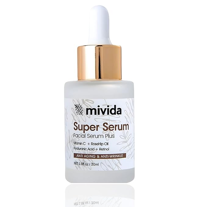 Advanced+ Super Serum with Retinol, Hyaluronic-Acid, Rosehip Oil & Vitamin C | All-In-One Anti Aging Face Serum | Brightening, Firming, AntiWrinkles, Fine Lines, Evens Tone, Healthy Glow | 1oz