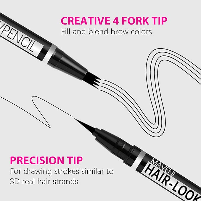2-in-1 Eye Brow Pencils for Women,Waterproof Eyebrow Pen with 4 Tip Microblading Eyebrow Pencil and 0.01mm Ultra-Precise Eyeliner,Create Natural Hair-Like Brows,Lasting (04 Black)