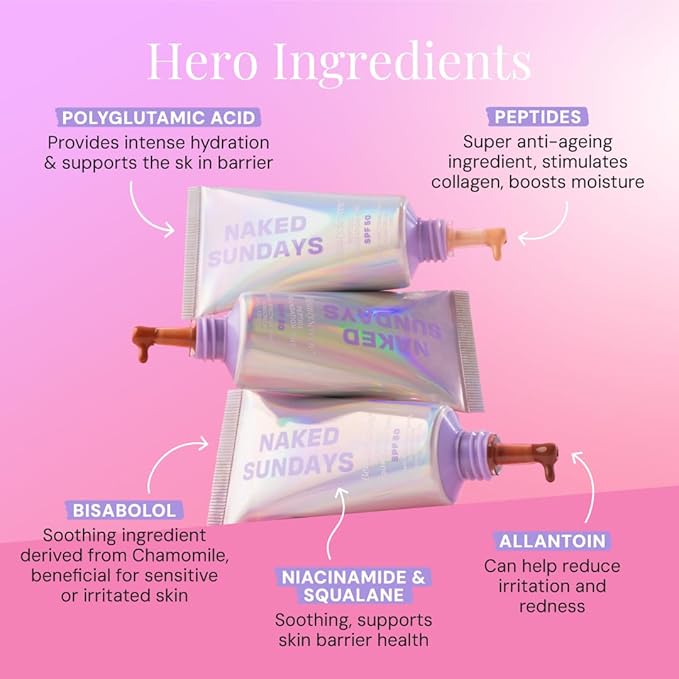 Naked Sundays BeautyScreen™ SPF 50 Mineral Peptide Foundation Tint 2-in-1 Skin Tint & Mineral Sunscreen- Radiant, Buildable Coverage, Acne-Safe (3.5 Light Medium Cool, 1.01 Oz)