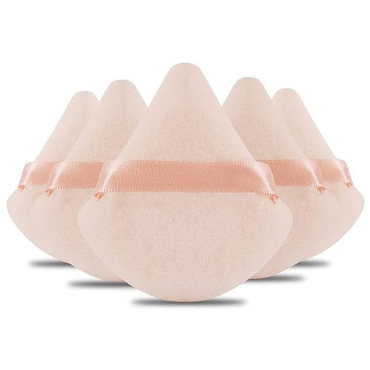 Powder Puff Daubigny 6 PCS Powder Puff Makeup Puff Face Soft Triangle Powder Puffs for Loose Powder Mineral Powder Body Powder Velour Cosmetic FaclaI Sponges for Applying Makeup Tools(Nude)