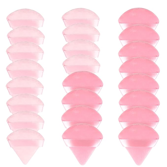 24 Pieces Powder Puff, Triangle Makeup Puff Cotton Powder Face Washable Body Powder Puff for Loose Powder Body Cosmetic Foundation Sponge Makeup Tool (12DP12LP)