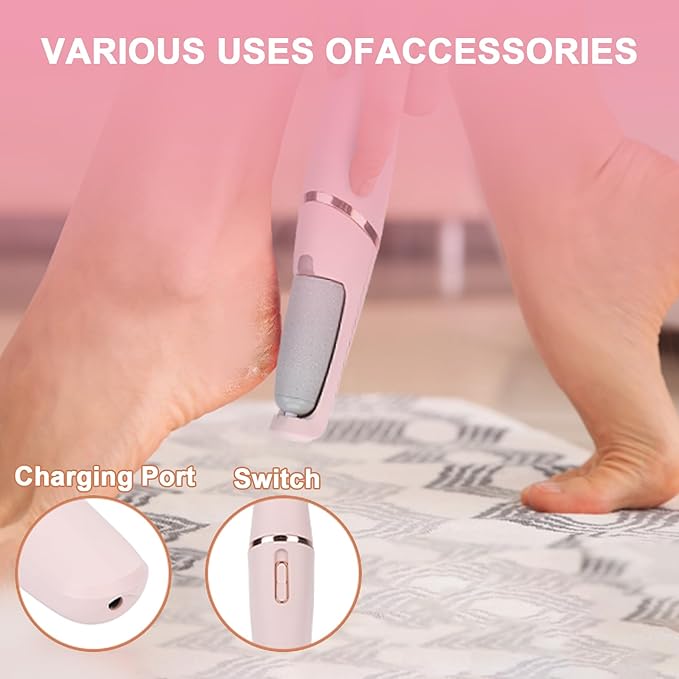 Smooth Pedicure Wand for Feet Electric Foot Callus Remover Rechargeable Pedicure Tools for Feet Callus Removal Tool Rechargeable Foot Callus Remover Best Device for Feet Care Freely