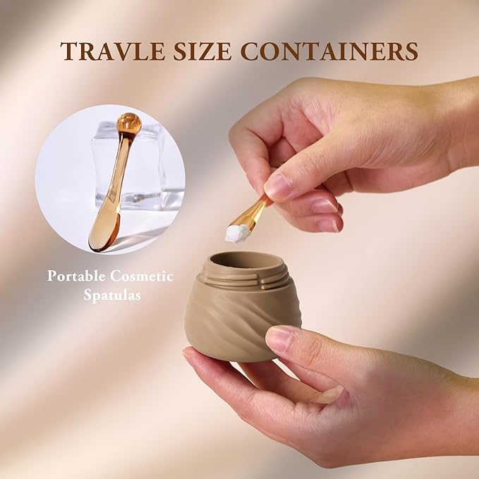 Travel Containers for Toiletries, Silicone Jar with Lid Eternal Moment, TSA Approved Travel Size Bottles with Clear Bag, Leak-proof Traveling Accessories Cosmetic for Lotion Face Body Cream (4 Pack)
