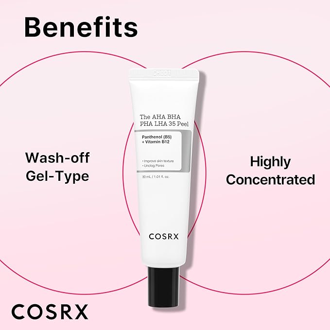 COSRX AHA BHA PHA LHA 35% Peel 1.01 fl. oz / 30 ml, Chemical Exfoliating Peeling Gel for Dull, Rough, Oily skin with Clogged Pored & Dead Skin Cells, Highly Concentrated, Korean Skin Care