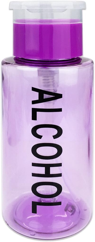 7oz Purple Push Down Pump Dispenser Empty Refillerble Bottle with Flip Top Cap - for Nail Polish, Travel, Cosmetics Packaging