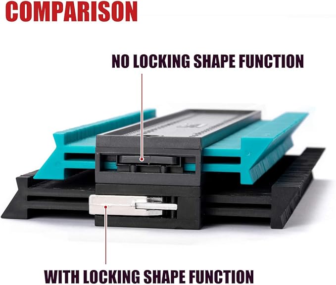 Saker Contour Gauge Profile Tool- Adjustable Lock-Precisely Copy Irregular Shape Duplicator - Must Have Tool for DIY Handyman, Construction (BLACK+10INCH)