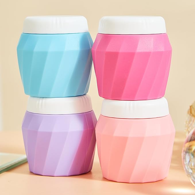 Travel Containers for Toiletries, Premium Silicone Cosmetic Cream Jars, TSA Approved Leak-Proof Refillable Travel Size Toiletries with Clear Bag for Cosmetic Face Body Cream (Vibrant, 1.7OZ)