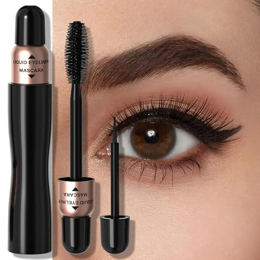 Voluminous Waterproof Black Mascara Eyeliner- Buildable Lengthening, Curling & Defining for Dramatic Volume, Smudge-Proof 24H Wear, Cruelty-Free Blackest Black, Vegan (Black-EFFECT, pack of 1)