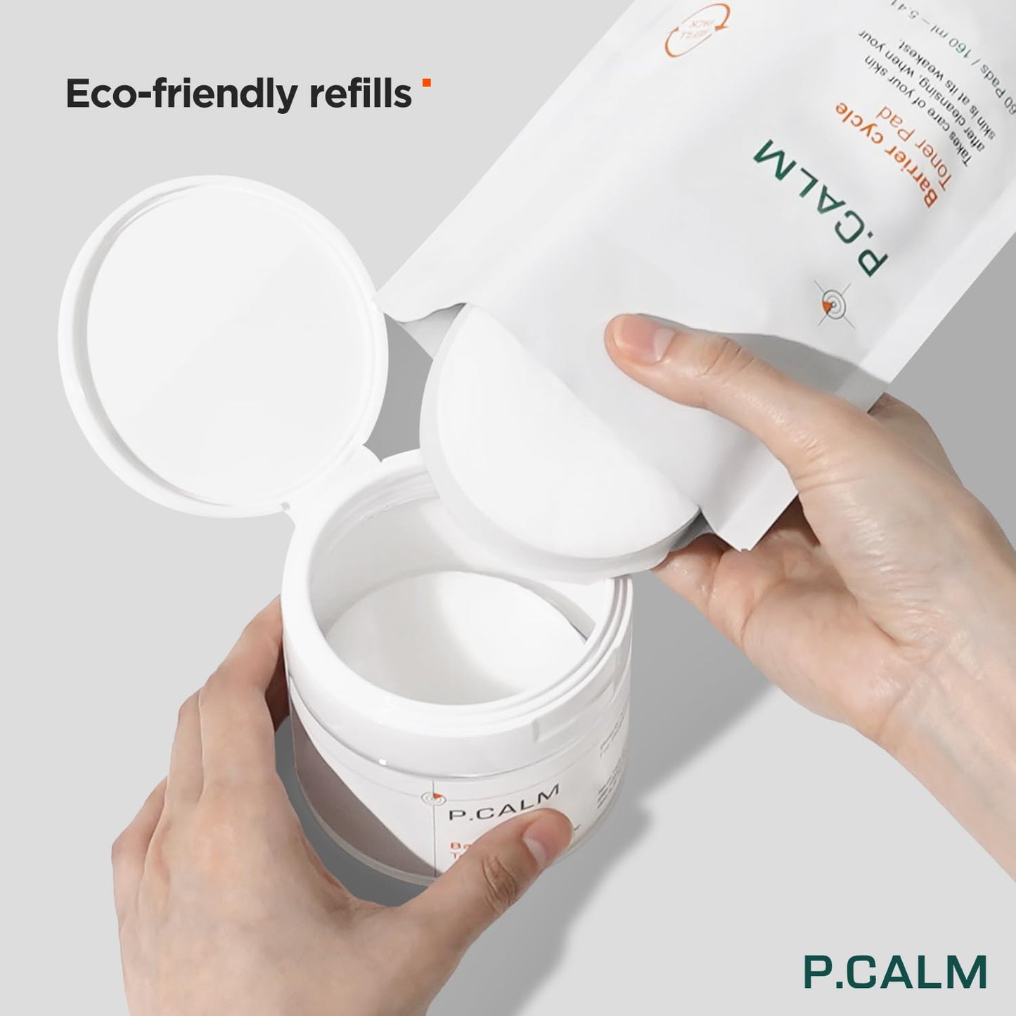 P.CALM Barrier Cycle Toner Pad – 60 Pads with Centella Asiatica & Papaya Extract for Soothing, Moisturizing & Exfoliating, Korean Vegan Facial Toners Pads for Sensitive Skin (160ml / 5.41 fl.oz)