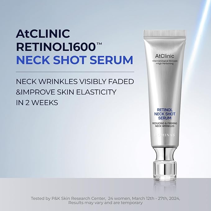 DOMINAS Atclinic Neck Firming Serum with Retinol & 5-Peptides – Reduce Wrinkles & Tech Neck Lines in 2 Weeks | Lightweight, Korean Skincare (1 fl oz)