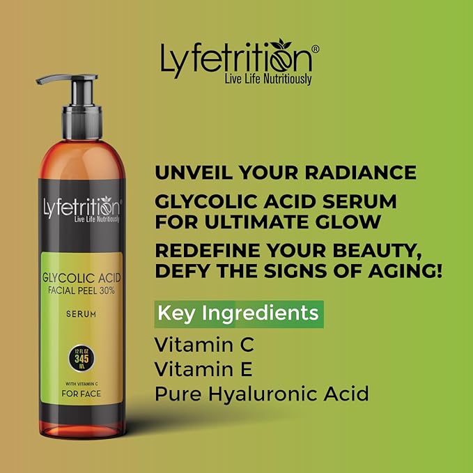 Glycolic Acid/AHA 30% Renewal Serum, infused with Vitamins C & E for Skin Brightening, Exfoliating Serum Works for Dark Spots, Acne, and Reduces Fine Lines & Wrinkles - (12 Fl Oz)