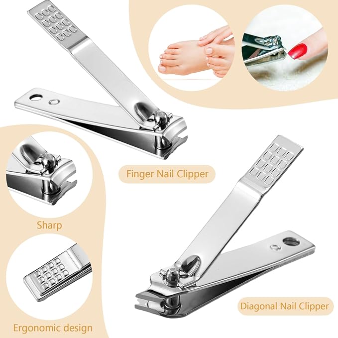 Geosar 50 Set Travel Manicure Kit Nail Clippers Pedicure Professional Nail Care Tools Stainless Steel Grooming Nail Set with Portable Travel Case Gifts for Family(Glitter Gold)