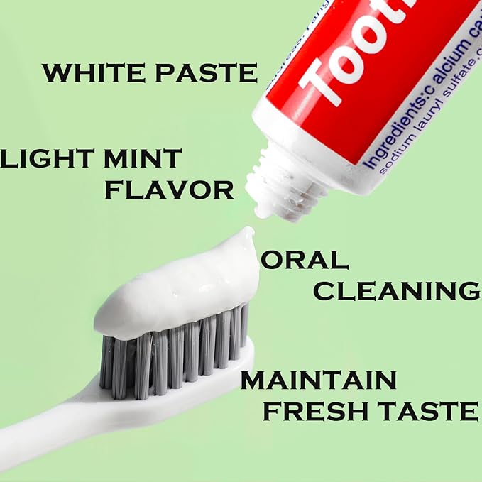 10 Tubes Bulk Travel Size Toothpaste,Miniature 0.88oz(25g) Small Toothpaste Travel Size Bulk 1.3x3.93 inches Peppermint Mini Disposable Toothpaste for Hotel,Guests,Homeless,Charity