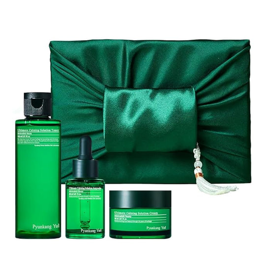 Pyunkang Yul PKY Ultimate Line Skincare Set, Mother's day gift for mom, Calming Solution Toner, Ampoule & Cream, Traditional Korean-Style Packaging, Zero-Irritation (3-item set)