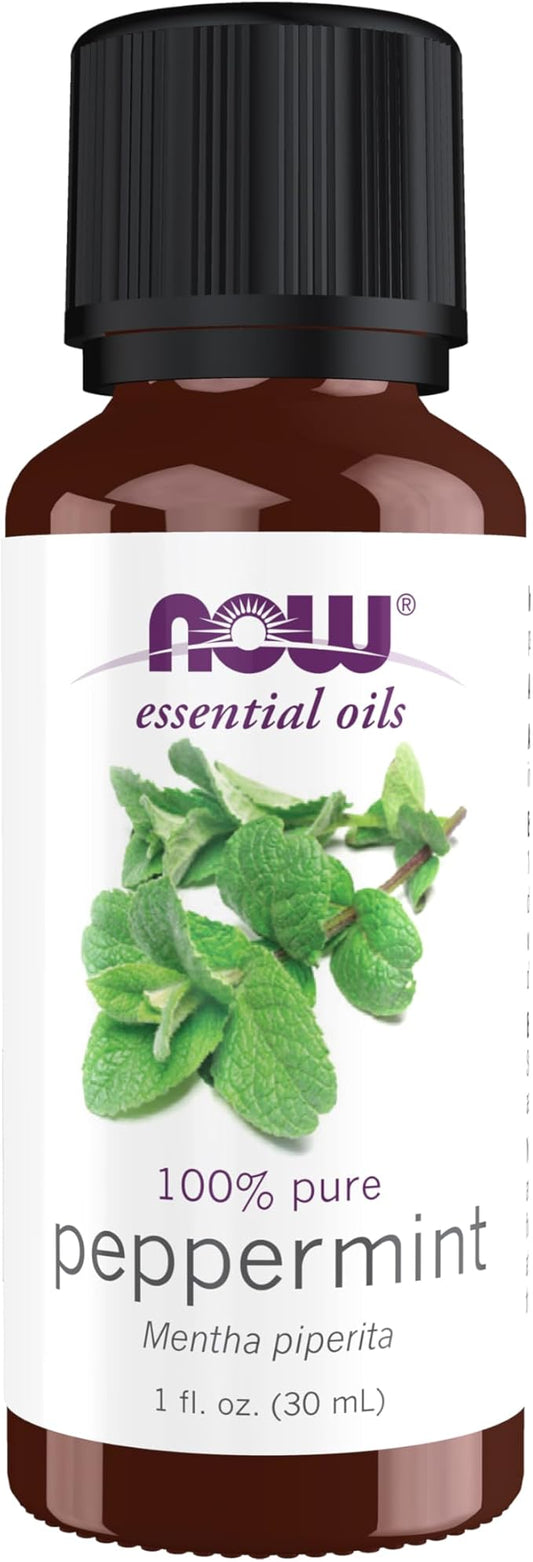 NOW Essential Oils, Peppermint Oil, Invigorating Aromatherapy Scent, Steam Distilled, 100% Pure, Vegan, Child Resistant Cap, 1-Ounce
