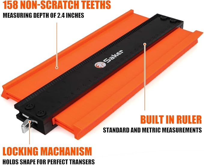 Saker Contour Gauge Profile Tool- Adjustable Lock-Precisely Copy Irregular Shape Duplicator -Father's Day Gift for Irregular Welding Woodworking Tracing -Tool for DIY Handyman, Construction (10INCH)
