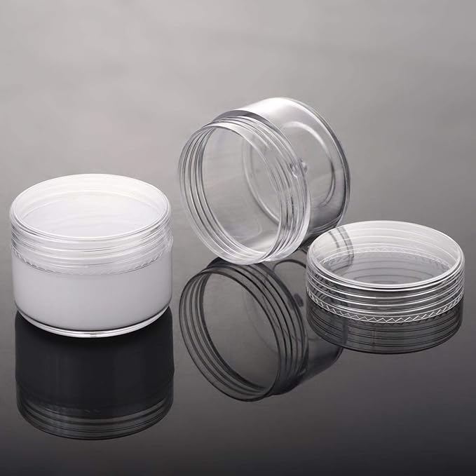 100 Count Refillable Sample Containers with Lids Cosmetic Jars 15 Gram Empty Cream Jars Leak Proof Makeup Containers for Traveling - Clear