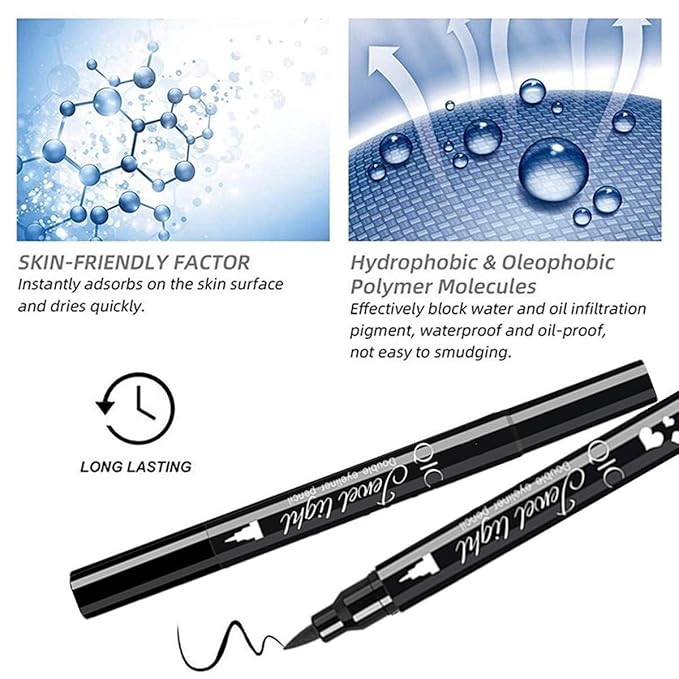 Go Ho Black Liquid Eyeliner Stamp,Heart Stamp Eyeliner Makeup,Heart Gifts,Double-seal Waterproof Eyeliner Pen,Long-lasting Smudge-proof Eye Liner Makeup Tools,1 PC