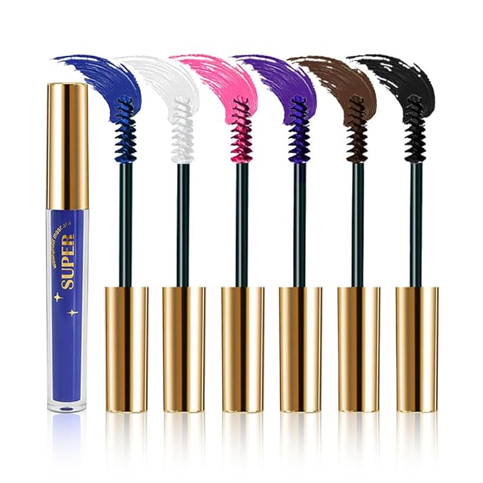 Colored Mascara for Eyelashes, Voluminous Colorful Mascara Set, Pink Blue Purple White Brown Black Lash Pack - Lengthening, Defining, Curling, Multiplying Formula, Cruelty-Free & Waterproof
