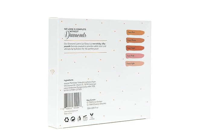 StansOut Diamond Lustre Lip Gloss Bundle - 5 Pack - New Exquisite Packaging - Fancy Warm, Light, Pink, Sugar, Bare - Vitamin E & Argan Oil Infused - Long-Lasting Lustrous Shine - Hydrating Formula
