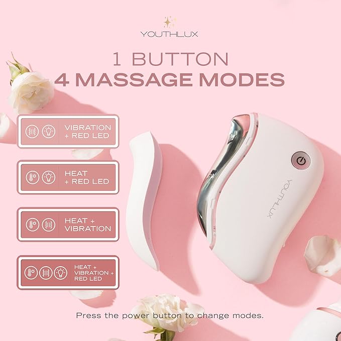 ProSculpt Heated Gua Sha Facial Massager – Electric Guasha Tool for Face Sculpting, Relaxation & Skincare | Soothing Vibration Facial Massage Tool with Contoured Design (White)