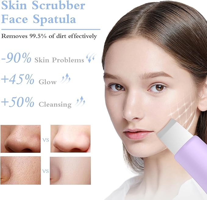 Skin Scrubber Face Spatula Skin Spatula Pore Cleaner Blackhead Remover Tools for Facial Deep Cleansing Skin Care Tool for Men and Women (Purple)