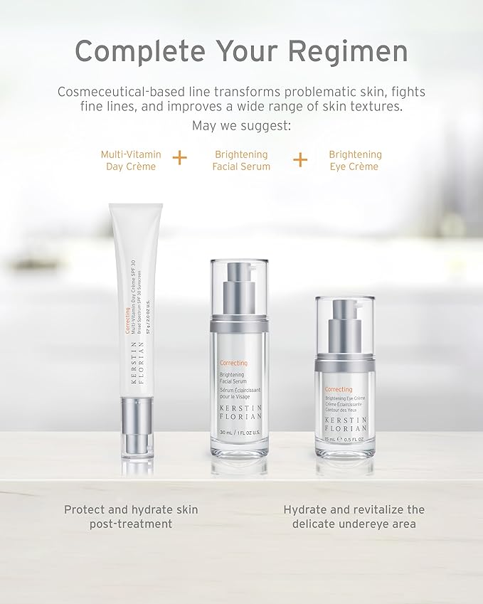 Kerstin Florian Brightening Facial Serum | Vitamin C Complex Boosts Collagen | Evens Skin Tone and Reduces Dark Spots | Facial Serum for All Skin Types (1 fl oz)