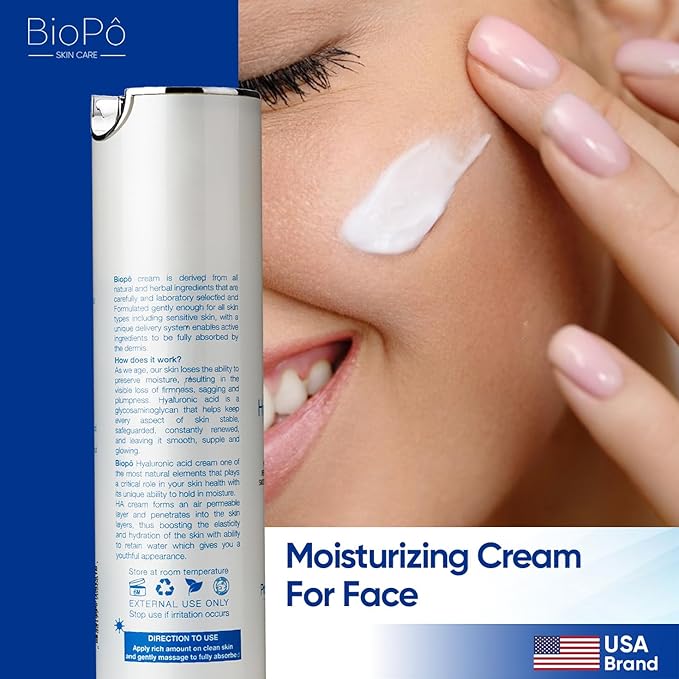 Hyaluronic Acid Face Moisturizer with Hyaluronic Acid – 50 ml Hydrating Cream for Face, Restores Natural Moisture, Reduces Wrinkles & Firming, – Made in USA