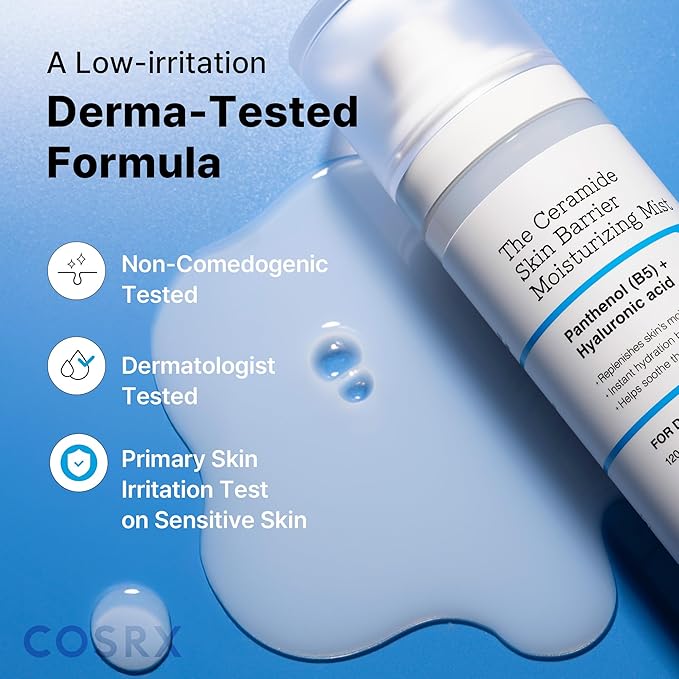 COSRX Barrier Cream Face Mist - Milky Toner with Ceramide & Hyaluronic Acid, Hydrating and Soothing Facial Spray for All Skin Types, 4.06 fl.oz, Korean Skin Care