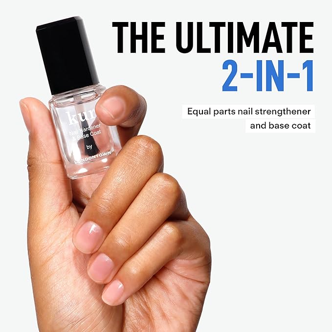 LONDONTOWN Nail Hardener & Base Coat – Strengthens Weak or Brittle Nails, Biotin-Infused Formula with Florium Complex, Primes for Long-Lasting Polish and Reduced Chipping, .24 fl oz