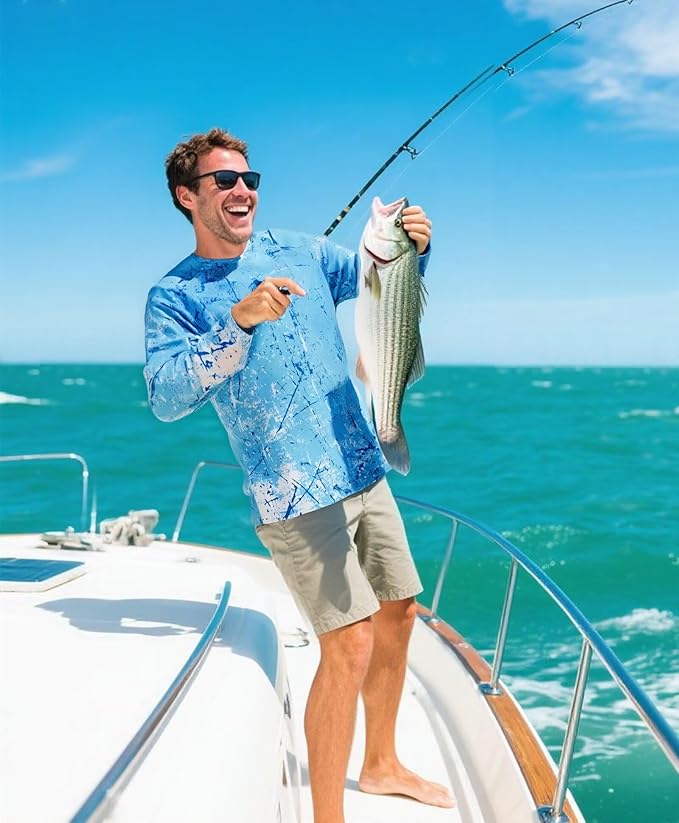Men's Swim UPF 50+ Sun Protection Shirt Long Sleeve SPF Fishing Outdoor UV Hiking Lightweight Shirts