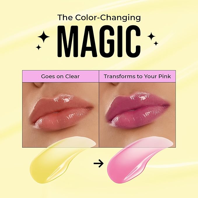 The Beauty Spy Yuli Color Changing Lip Oil - Korean Fruit Lip Gloss - pH-Reactive Formula with Argan Oil, Squalane, Shea Butter - Hydrate & Soften Lips, Glass Shine Effect (Yuzu)