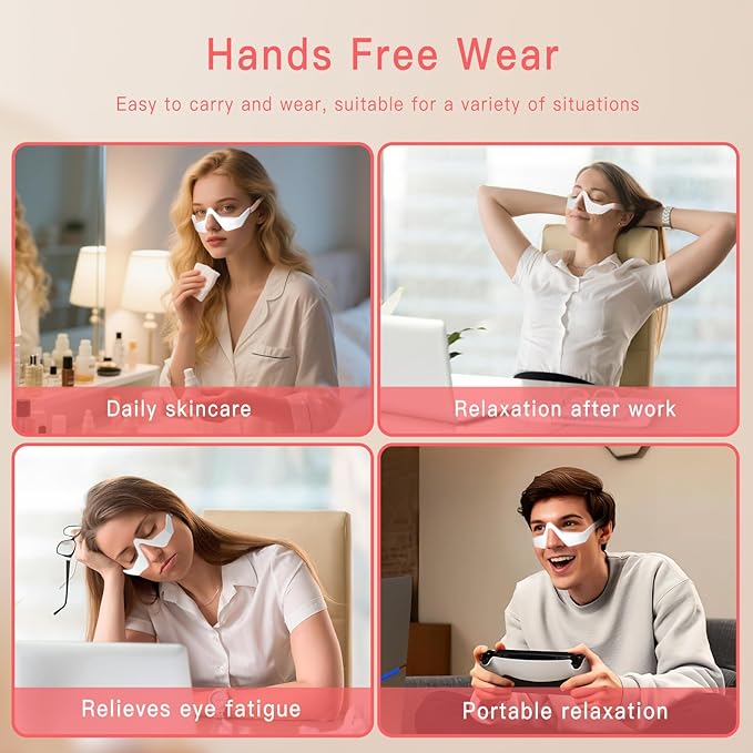 Under Eye Red Light Therapy Massager, Red Light Therapy Eyelift Device with Microcurrent, Under Eyes Red Light Therapy Glasses Treatment Eye Bags Dark Circles Puffiness Wrinkles Fine Lines
