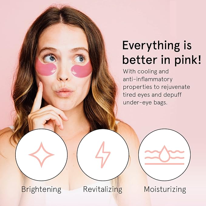 grace & stella Award Winning Under Eye Mask - Reduce Dark Circles, Puffy Eyes, Undereye Bags, Wrinkles - Gel Under Eye Patches - Gifts for Girlfriend - Vegan Cruelty-Free Self Care (48 Pairs, Pink)
