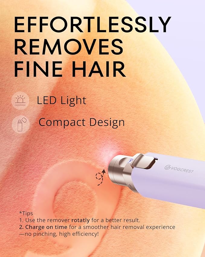 Rechargeable Facial Hair Remover for Women: 2 in 1 Electric Eyebrow and Facial Hair Remover - Suitable for Middle-aged Women’s Eyebrow, Chin, and Cheek Trimming - with Built-in LED Light(Purple)