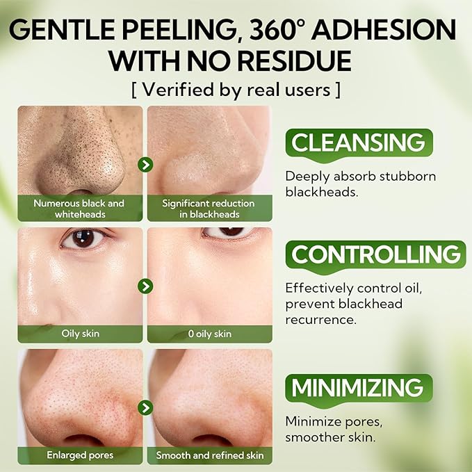 LANBENA Upgraded 2.0 Bamboo Charcoal Blackhead Remover Mask, 60 pcs Nose Strips, Peel off Face Mask Pore Whiteheads Cleanser Strawberry Nose Purifying, Deep Cleansing for All Skin Types, 30g/1.05oz