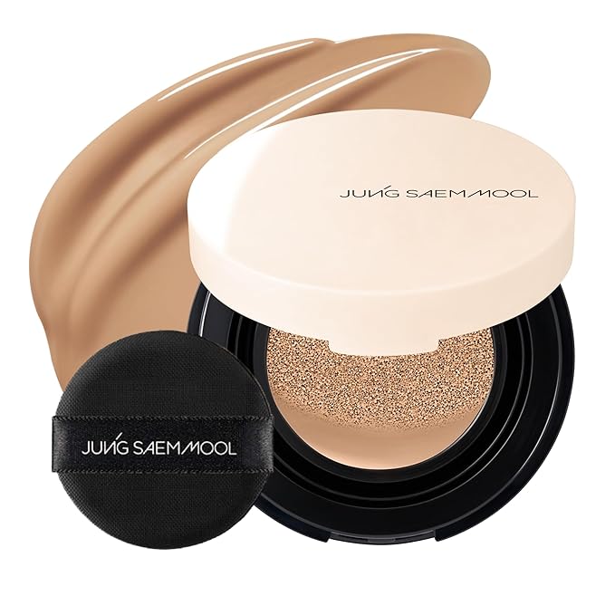JUNG SAEM MOOL Essential Skin Nuder Cushion Mini 28N Camel 0.17 Fl Oz, Natural Radiant Finish Cushion Foundation with Buildable Coverage, Lightweight Texture, Korean Foundation Makeup