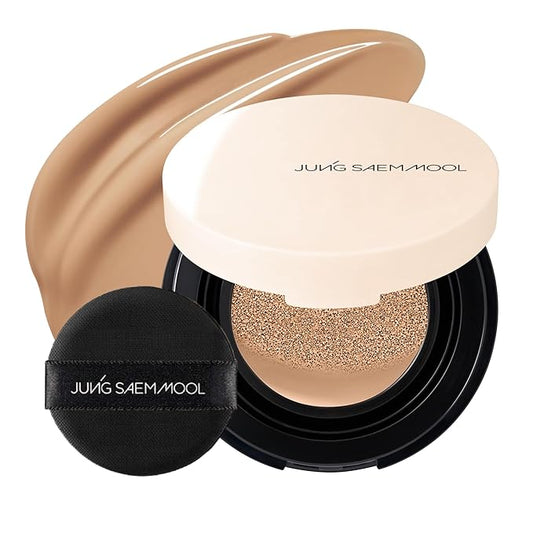 JUNG SAEM MOOL Essential Skin Nuder Cushion Mini 28N Camel 0.17 Fl Oz, Natural Radiant Finish Cushion Foundation with Buildable Coverage, Lightweight Texture, Korean Foundation Makeup