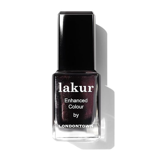 LONDONTOWN lakur Nail Polish - Chip-Resistant, Non-Toxic, Conditions & Hydrates Nails | Shimmery Pinot Noir Purple, Spilled Wine, .40 fl oz