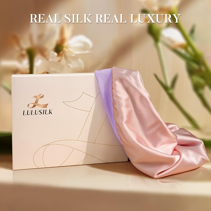 LULUSILK Mulberry Silk Lined Sleep Cap, No More Frizzy Tangled Hair, Stay On All Night Silk Hair Wrap for Sleeping with Adjustable Strap, Silk Bonnet for Women and Men, Lavender, Pack of 1