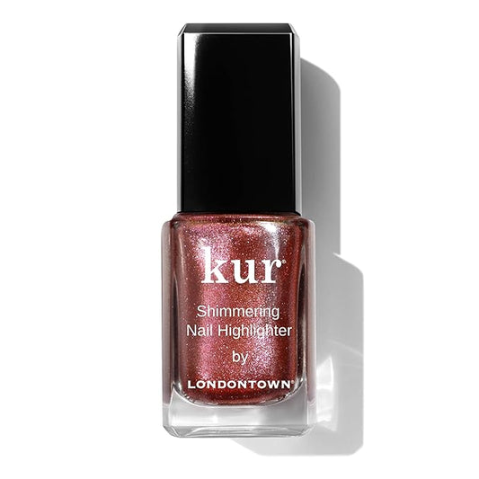 LONDONTOWN Shimmer Nail Highlighter - Multi-Dimensional Iridescent Finish Nail Polish Treatment, Vegan Cruelty Free, Shimmery Copper Rose Gold, Molten - .40fl oz