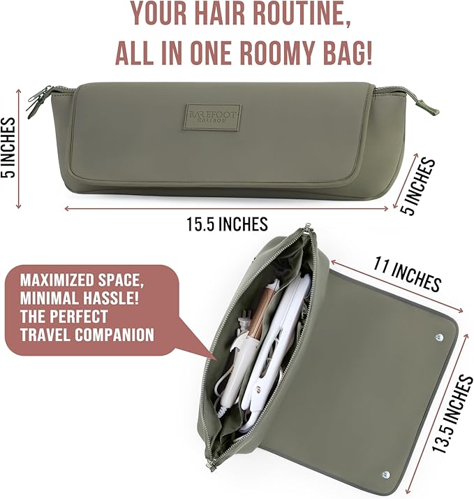 Hair Tools Travel Bag and Heat Resistant Mat for Flat Irons, Straighteners, Curling Iron, and Haircare Accessories, 2-in-1 design, with Interior Pockets, Portable Organizer