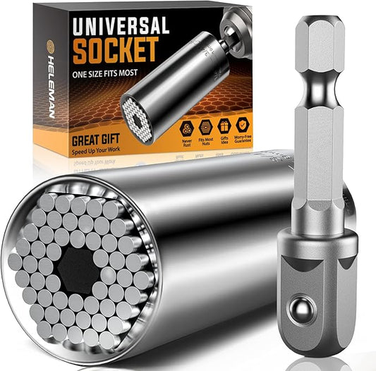 Stocking Stuffers for Men Gifts Christmas Super Universal Socket Tools Gifts for Men: Socket Set with Power Drill Adapter(7-19 MM) Cool Stuff Gadgets forWomen Birthday Gift for DadHusband Adults