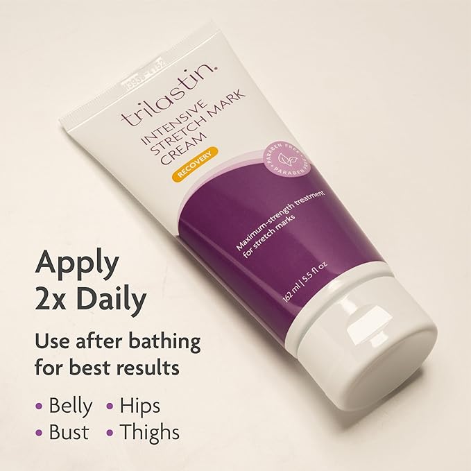 TriLASTIN Stretch Mark Cream for Pregnancy - 5.5 oz Jar & 3 Oz Hydro-Thermal Accelerator Serum Bundle - Hyaluronic Acid Moisturizing Cream for Stretch Mark Prevention - Maternity Skin Care Essential