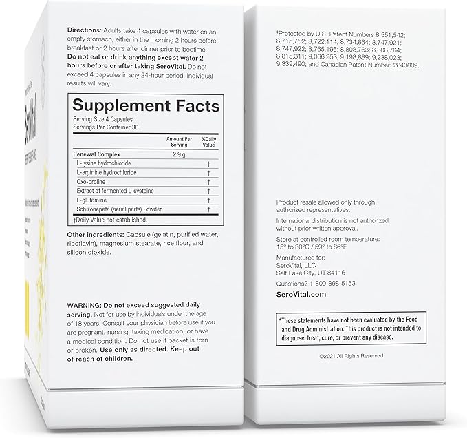 Serovital Renewal Complex - Anti Aging Supplements - Amino Acids - Peptides - Improved Energy and Immunity, Better Deeper Sleep, 30-Day Supply