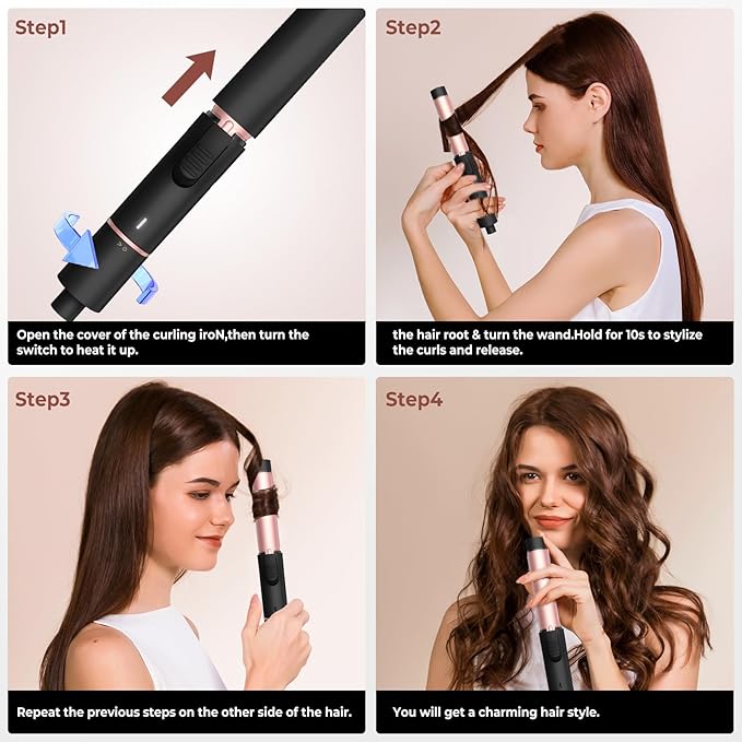 MIni Curling Iron 1 inch，Double Voltage Travel Curling Iron Mini, Hot Tools Curling Irons for Short Hair, Small Curling Wand for Women，60 Min Auto-Off,Curling Wand for Versatile Style