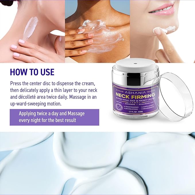 Korean Neck Firming Cream 1.7 fl oz – Peptide & Adenosine Tightening Cream with Hyaluronic Acid – Made in Korea – For Deep Neck Wrinkles, Loose Skin & Neckline Care