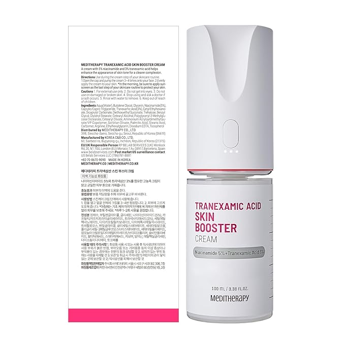 MEDITHERAPY Tranexamic Acid Skin Booster Cream 3.4 Fl Oz - 5% Niacinamide & 3% TXA Korean Face Moisturizer - Gentle Face Cream for Improved Clarity & Even Skin Tone - Radiant Complexion, Natural Color